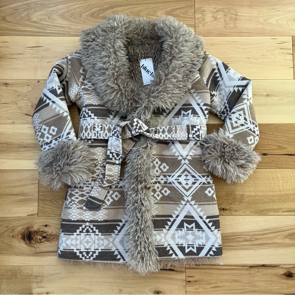 Santro Aztec Print Blue B Western Coat